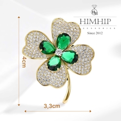 Trâm, Ghim Cài Áo HimHip Hoa 4 Cánh May Mắn HKCC Mix Phale Xanh 3.3*4cm