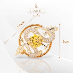 Trâm, Ghim Cài Áo HimHip Rồng Vàng Sang Trọng HKCC Đính Phale 2*3,5cm