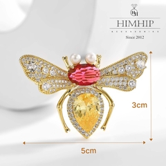 Trâm, Ghim Cài Áo HimHip Con Ong Phale Vàng Sang Trọng HKCC Mix Trai 3*5cm