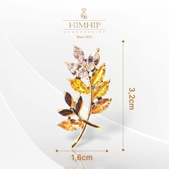 Trâm, Ghim Cài Áo Nhỏ HimHip Bông Lúa Tài Lộc HKCC Đính Phale 3,2x1,6cm