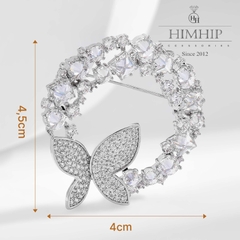 Trâm, Ghim Cài Áo HimHip Nguyệt Quế Hồ Điệp Sang Trọng HKCC Đính Phale 4,5*4cm