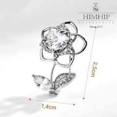Trâm, Ghim Cài Áo Nhỏ HimHip Hoa Hồng Trắng Cá Tính HKCC Đính Phale 2,5*1,8cm