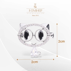 Trâm, Ghim Cài HimHip Mèo Đeo Kính HKCC Đính Phale 2*2cm