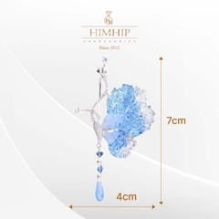 Trâm, Ghim Cài Áo HimHip Bướm Gắn Đá Tinh Xảo HKCC Đính Phale Xanh 7*4cm