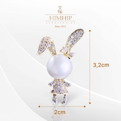 Trâm, Ghim Cài Áo HimHip Thỏ Con Mặt Trai Đáng Yêu HKCC Đính Phale 3,2*2cm