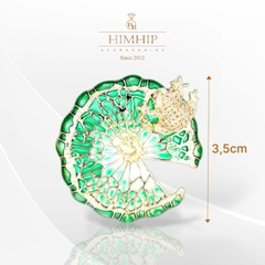 Trâm, Ghim Cài Áo HimHip Lá Sen Hoạ Tiết Độc Đáo Sang Trọng HKCC Đính Phale 4*3,5cm HPBD