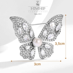 Trâm, Ghim Cài Áo HimHip Bướm Phale Trắng Thanh Lịch HKCC Mix Trai 3,5*3cm