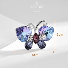 Trâm, Ghim Cài Áo HimHip Cánh Bướm Đá Nhiều Màu Sang Trọng HKCC Đính Phale 3*4cm