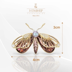 Trâm, Ghim Cài Áo HimHip Bướm Cánh Đôi Sang Trọng HKCC Mix Trai 3*4cm