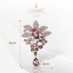 Trâm, Ghim Cài Áo HimHip Lá Cây Sang Trọng HKCC Đính Phale 4*6cm