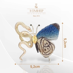 Trâm, Ghim Cài Áo Nam Nữ Himhip Kim Xà Bích Điệp May Mắn HKCC Đính Phale 5,2*5,2cm