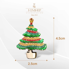 [Noel] Trâm, Ghim Cài Áo HimHip Cây Thông Noel  Phong Cách Thổ Cẩm HKCC Đính Phale 4,5*2,5cm