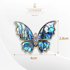 Trâm, Ghim Cài Áo HimHip Bướm Khảm Trai Ánh Xà Cừ Sang Trọng HKCC Đính Phale 4*2,8cm Phụ Kiện Áo Dài