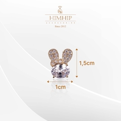 Pin Cài Áo HimHip Thỏ Nơ Đáng Yêu HKCC Đính Phale 1*1,5cm