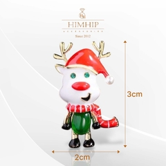 [Noel] Trâm, Ghim Cài Áo HimHip Tuần Lộc Nhỏ Đội Mũ Noel Đáng Yêu HKCC Đính Phale 3*2cm