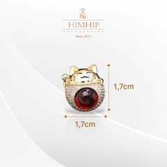 Pin Cài Áo HimHip Mèo Thần Tài Phúc Lộc HKCC Đính Phale 1,7*1,7cm