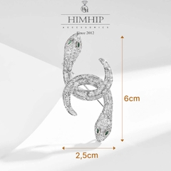 Trâm, Ghim Cài Áo Nam Nữ HimHip Rắn Đôi Thanh Lịch HKCC Đính Phale 2,5*6cm