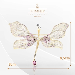 Trâm, Ghim Cài Áo HimHip Chuồn Chuồn Cánh Lá Phong Thanh Lịch HKCC Đính Phale 6,5*8cm