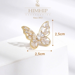 Pin Cài Áo HimHip Bướm Vàng Cánh Mảnh Quý Phái HKCC Đính Phale 2,5*2,5cm