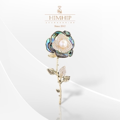 Trâm, Ghim Cài Áo HimHip Hoa Hồng Khảm Trai Quý Phái HKCC Đính Đá Phale 3*7,2cm