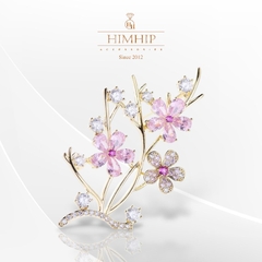 Trâm, Ghim Cài Áo HimHip Cành Hoa Thanh Lịch HKCC Đính Phale Hồng 3,5*6cm