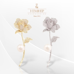 Trâm, Ghim Cài Áo HimHip Cành Hồng Sang Trọng HKCC Mix Trai 3,2*7,5cm