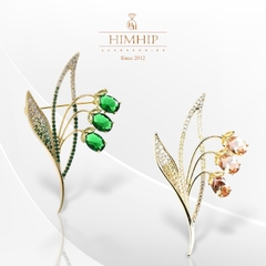 Trâm, Ghim Cài Áo HimHip Cành Hoa Chuông Sang Trọng HKCC Đính Phale 3*6cm