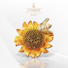 Trâm, Ghim Cài Áo HimHip Hướng Dương Mix Ong Nhỏ Đáng Yêu HKCC Đính Phale 3*3,5cm