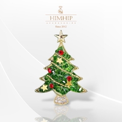 Trâm, Ghim Cài Áo HimHip Cây Thông Gắn Ngôi Sao Sang Trọng HKCC Đính Phale 3*4cm