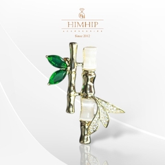 Trâm, Ghim Cài Áo HimHip Cây Tre Vàng Sang Trọng HKCC Đính Phale 1*3cm