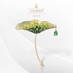 Trâm, Ghim Cài Áo HimHip Lá Sen Quý Phái HKCC Đính Phale 4,5*5cm