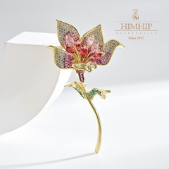 Trâm, Ghim Cài Áo HimHip Hoa Loa Kèn Sang Chảnh HKCC Đính Phale 7cm