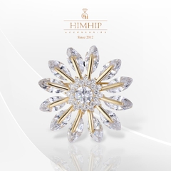 Trâm, Ghim Cài Áo HimHip Hoa Hướng Dương Rung Rinh Thanh Lịch HKCC Đính Phale 3,3cm - Trắng