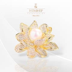 Trâm, Ghim Cài Áo Nhỏ HimHip Hoa Sen Nhụy Trai Sang Trọng HKCC Đính Phale 3x2.7cm HPBD