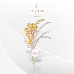 Trâm, Ghim Cài Áo HimHip Bông Lúa Vàng Thanh Lịch HKCC Mix Trai 3*6cm