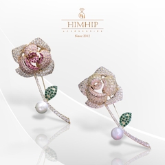 Trâm, Ghim Cài Áo HimHip Cành Hồng Sang Trọng HKCC Mix Trai 3,5*5,7cm