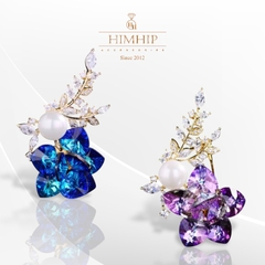 Trâm, Ghim Cài Áo HimHip Chùm Hoa Đá Thanh Lịch HKCC Mix Trai 3,5*4cm