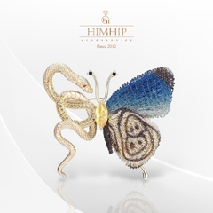 Trâm, Ghim Cài Áo Nam Nữ Himhip Kim Xà Bích Điệp May Mắn HKCC Đính Phale 5,2*5,2cm