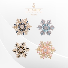 [Noel] Trâm, Ghim Cài Áo HimHip Bông Hoa Tuyết Xoay Thanh Lịch HKCC Đính Phale 3*3cm