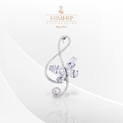 Trâm, Ghim Cài Áo HimHip Nốt Nhạc Cánh Bướm Quý Phái HKCC Đính Phale 2,5*4,5cm