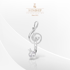 Trâm, Ghim Cài Áo HimHip Nốt Nhạc Sang Trọng HKCC Đính Phale 5*5cm