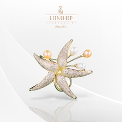 Trâm, Ghim Cài Áo HimHip Sao Biển Vàng Thanh Lịch HKCC Mix Trai 5,5*6,5cm