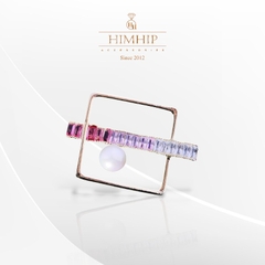 Trâm, Ghim Cài Áo HimHip Hình Vuông Đá Chéo Thanh Lịch HKCC Mix Trai 4*2,5cm