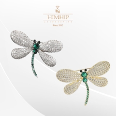 Trâm, Ghim Cài Áo HimHip Chuồn Chuồn Đuôi Xanh Sang Trọng HKCC Đính Phale 3*4,5cm Phụ Kiện Áo Dài