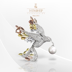 Trâm, Ghim Cài Áo HimHip Chim Đại Bàng Ngậm Trai Sang Trọng HKCC Đính Phale 5*6cm
