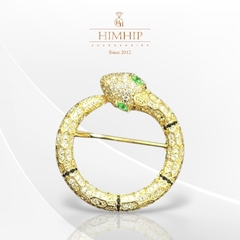 Trâm, Ghim Cài Áo Nam Nữ HimHip Rắn Mắt Xanh Sang Trọng HKCC Đính Phale 2,5*3cm