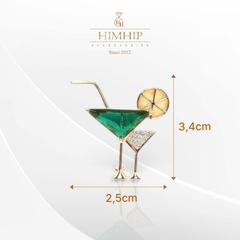 Trâm, Ghim Cài Áo HimHip 2 Ly Cocktail Xanh Sang Trọng HKCC Đính Phale 2,5*3,4cm nam nữ