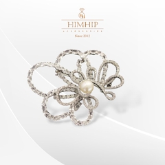 Trâm, Ghim Cài Áo HimHip Hoa Xoắn Sang Trọng HKCC Đính Phale 5.5x5.5cm