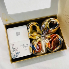 Set Quà HimHip Khăn Lụa Cao Cấp 65*65cm & Cài Khăn Kèm Túi Hộp Thiệp - 743