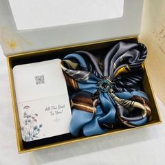 Set Quà HimHip Khăn Lụa Cao Cấp 65*65cm & Cài Khăn Kèm Túi Hộp Thiệp - 744